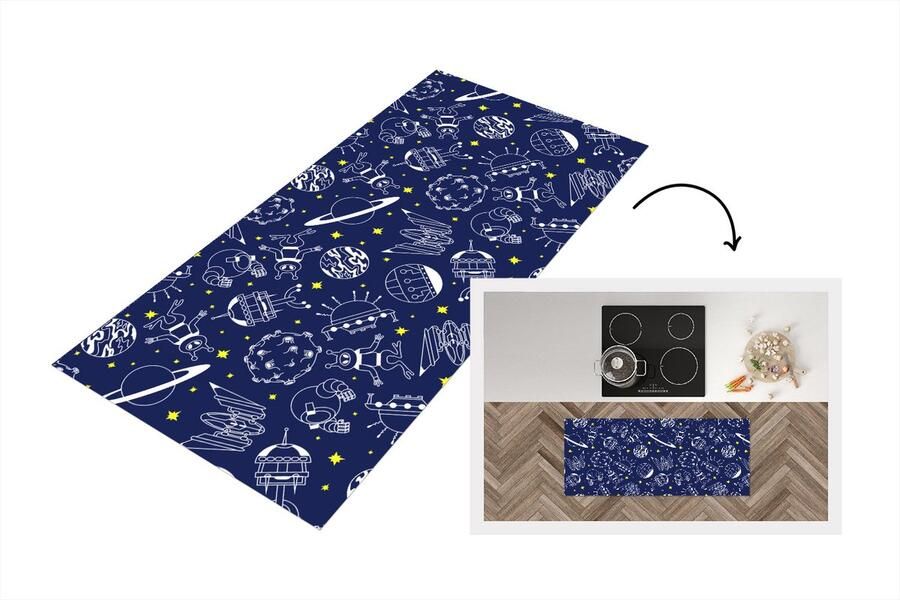KitchenYeah Keukenloper Loper keuken Ruimte Sterren Patronen Planeten 120x50 cm Keukenloper vinyl