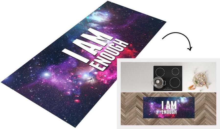 KitchenYeah Keukenloper Loper keuken Ruimte Sterren Quote 120x50 cm Keukenloper vinyl