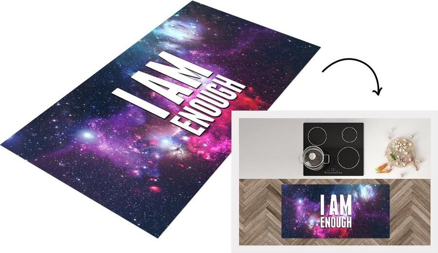 KitchenYeah Keukenloper Loper keuken Ruimte Sterren Quote 120x60 cm Keukenloper vinyl
