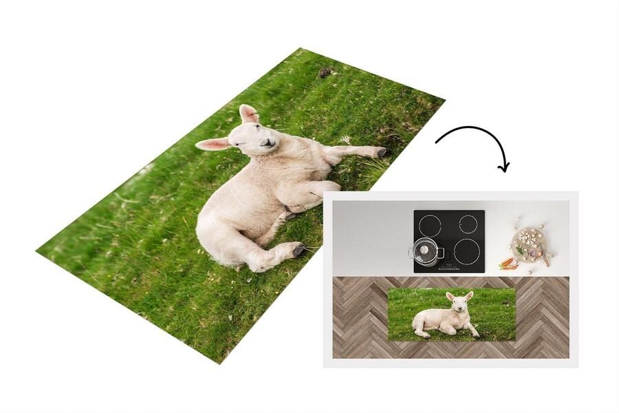 KitchenYeah Keukenloper Loper keuken Schaap Dieren Lam 120x50 cm Keukenloper vinyl