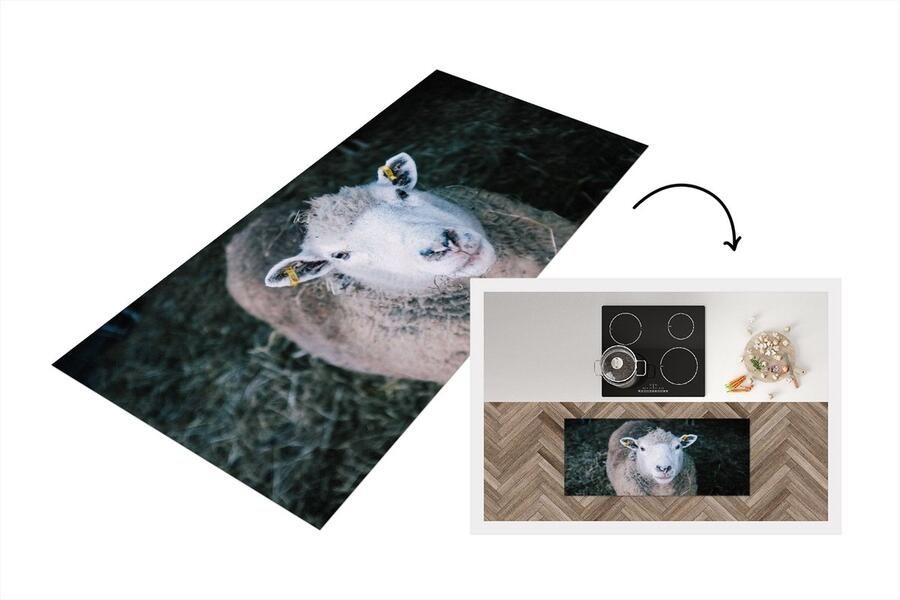 KitchenYeah Keukenloper Loper keuken Schaap Dieren Vee 120x50 cm Keukenloper vinyl