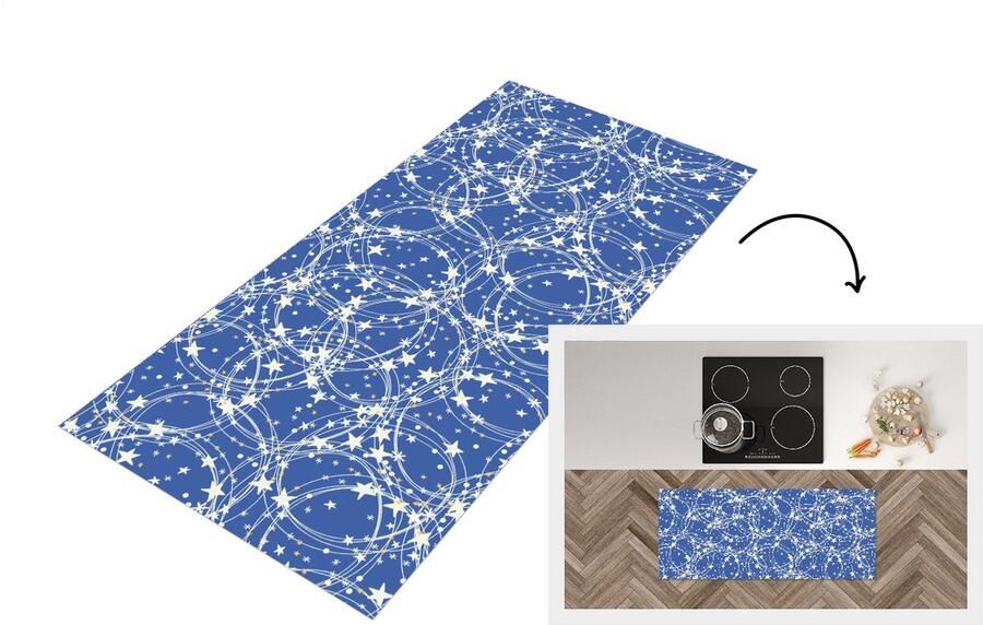 KitchenYeah Keukenloper Loper keuken Schaatsen Sterren Winter Kerst Patroon 120x50 cm Keukenloper vinyl