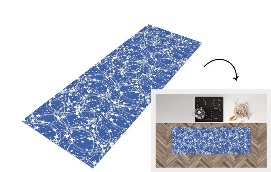 KitchenYeah Keukenloper Loper keuken Schaatsen Sterren Winter Kerst Patroon 150x50 cm Keukenloper vinyl
