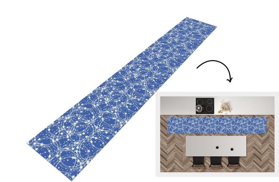 KitchenYeah Keukenloper Loper keuken Schaatsen Sterren Winter Kerst Patroon 300x50 cm Keukenloper vinyl