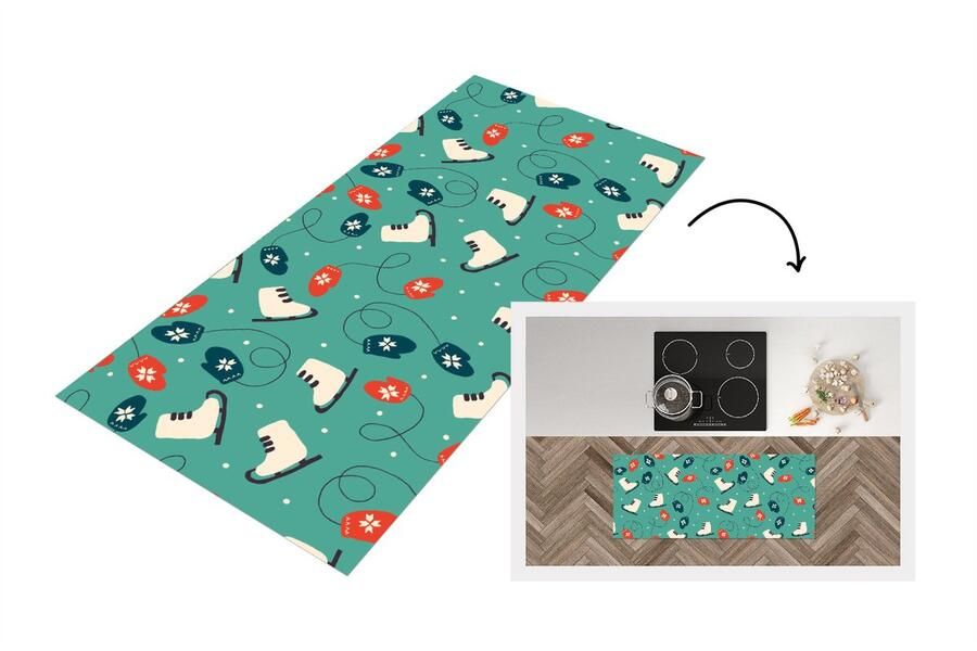 KitchenYeah Keukenloper Loper keuken Schaatsen Winter Patronen 120x50 cm Keukenloper vinyl
