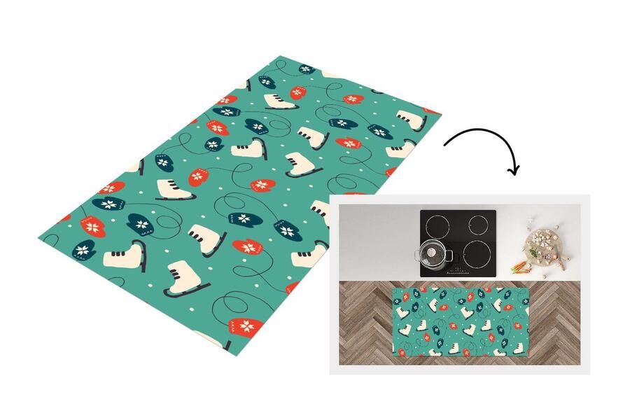 KitchenYeah Keukenloper Loper keuken Schaatsen Winter Patronen 120x60 cm Keukenloper vinyl