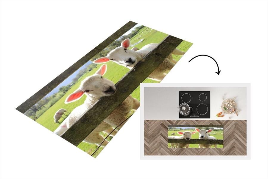KitchenYeah Keukenloper Loper keuken Schapen Dieren Boerderij 120x50 cm Keukenloper vinyl