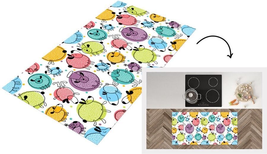 KitchenYeah Keukenloper Loper keuken Schapen Stippen Patronen 120x60 cm Keukenloper vinyl