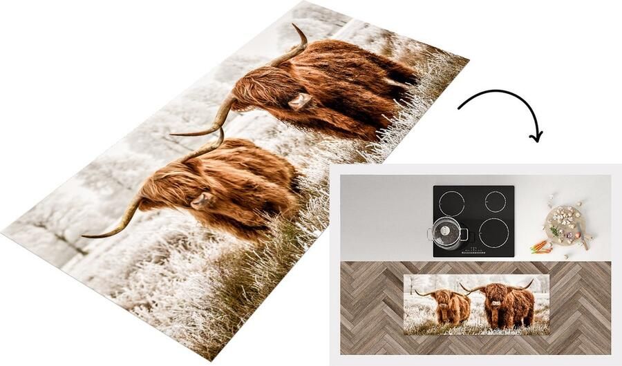 KitchenYeah Keukenloper Loper keuken Schotse hooglander Dieren Koe 120x50 cm Keukenloper vinyl