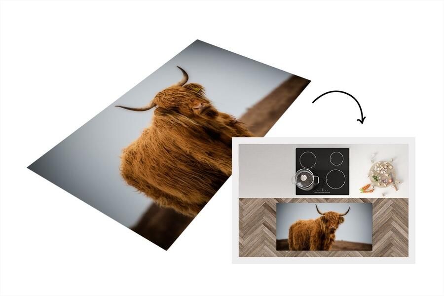 KitchenYeah Keukenloper Loper keuken Schotse Hooglander Duin Gras 120x60 cm Keukenloper vinyl