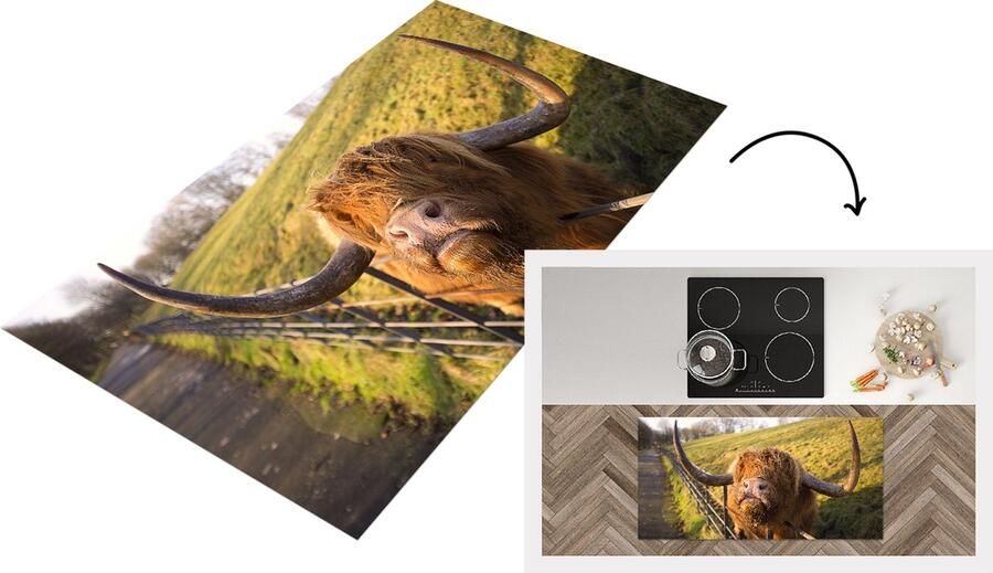 KitchenYeah Keukenloper Loper keuken Schotse Hooglander Hek Gras 120x60 cm Keukenloper vinyl