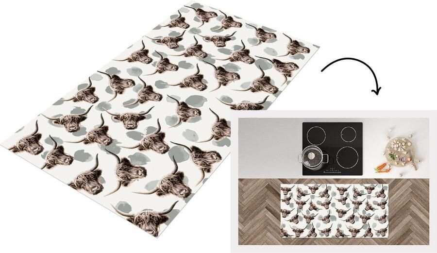 KitchenYeah Keukenloper Loper keuken Schotse hooglander Koe Dieren 120x60 cm Keukenloper vinyl