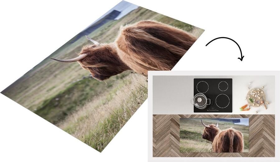 KitchenYeah Keukenloper Loper keuken Schotse Hooglander Natuur Zee 120x60 cm Keukenloper vinyl