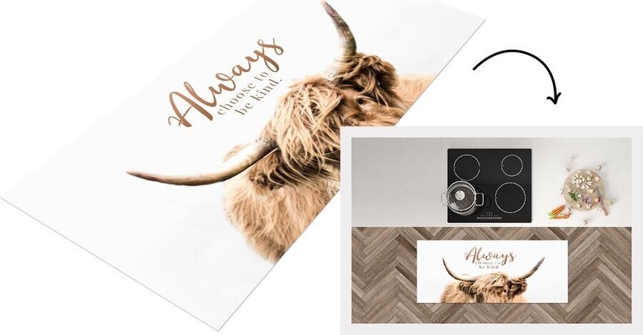 KitchenYeah Keukenloper Loper keuken Schotse hooglander Spreuk Dier 120x50 cm Keukenloper vinyl