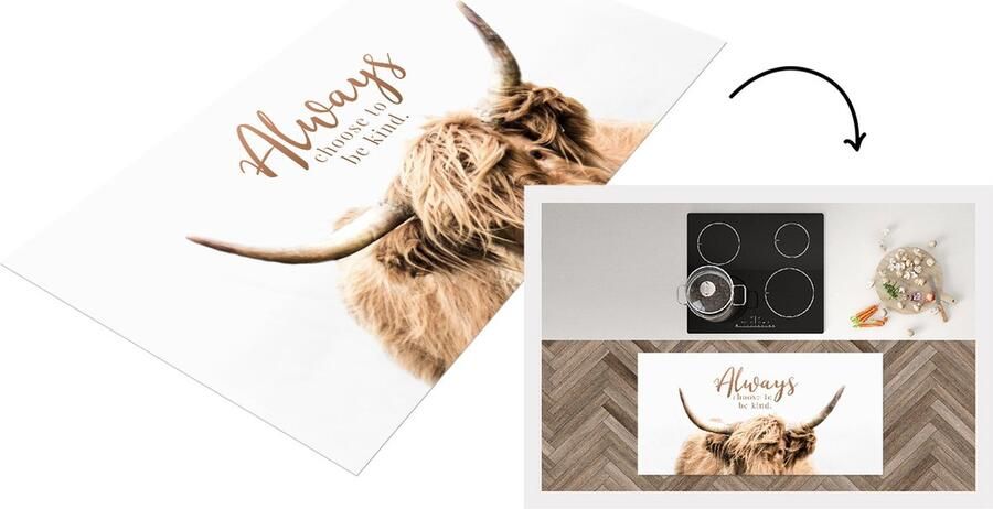 KitchenYeah Keukenloper Loper keuken Schotse hooglander Spreuk Dier 120x60 cm Keukenloper vinyl