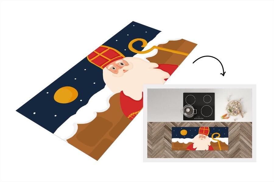 KitchenYeah Keukenloper Loper keuken Sinterklaas Decoratie Sint 120x50 cm Keukenloper vinyl