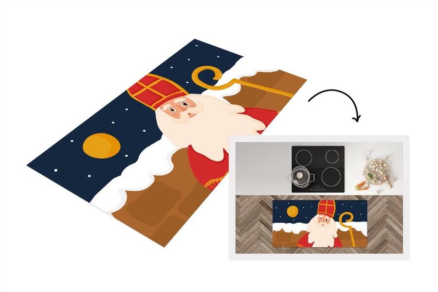 KitchenYeah Keukenloper Loper keuken Sinterklaas Decoratie Sint 120x60 cm Keukenloper vinyl