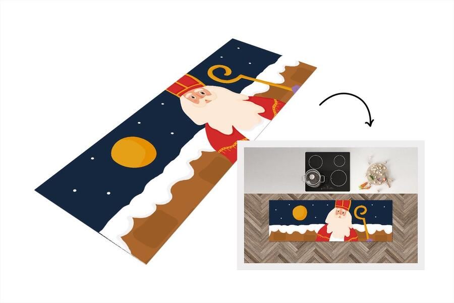 KitchenYeah Keukenloper Loper keuken Sinterklaas Kinderen Sint 180x60 cm Keukenloper vinyl