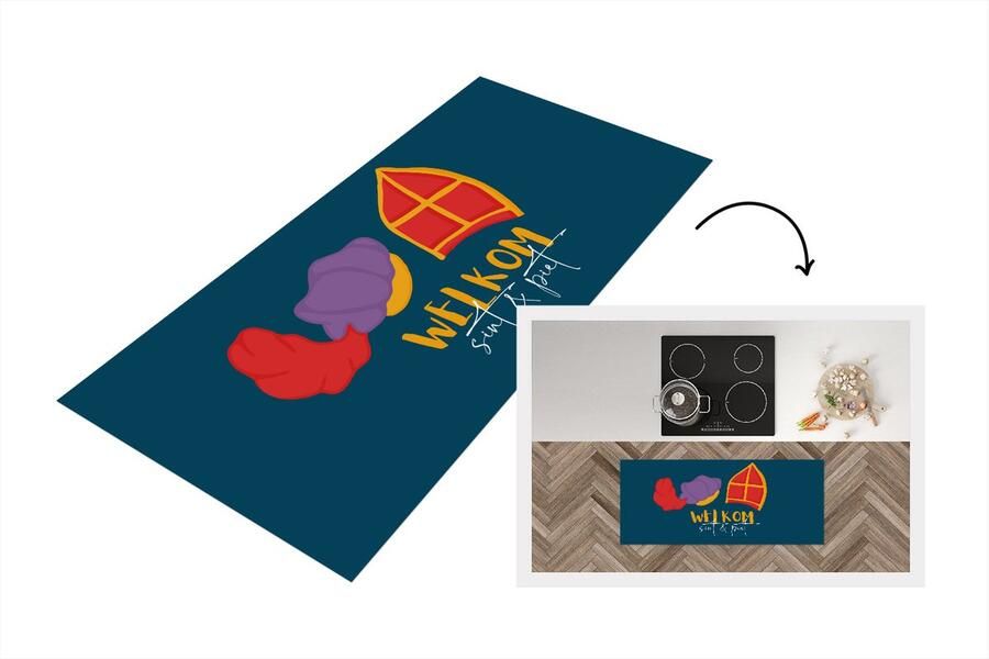 KitchenYeah Keukenloper Loper keuken Sinterklaas Quotes Sint Welkom Sint en Piet 120x50 cm Keukenloper vinyl