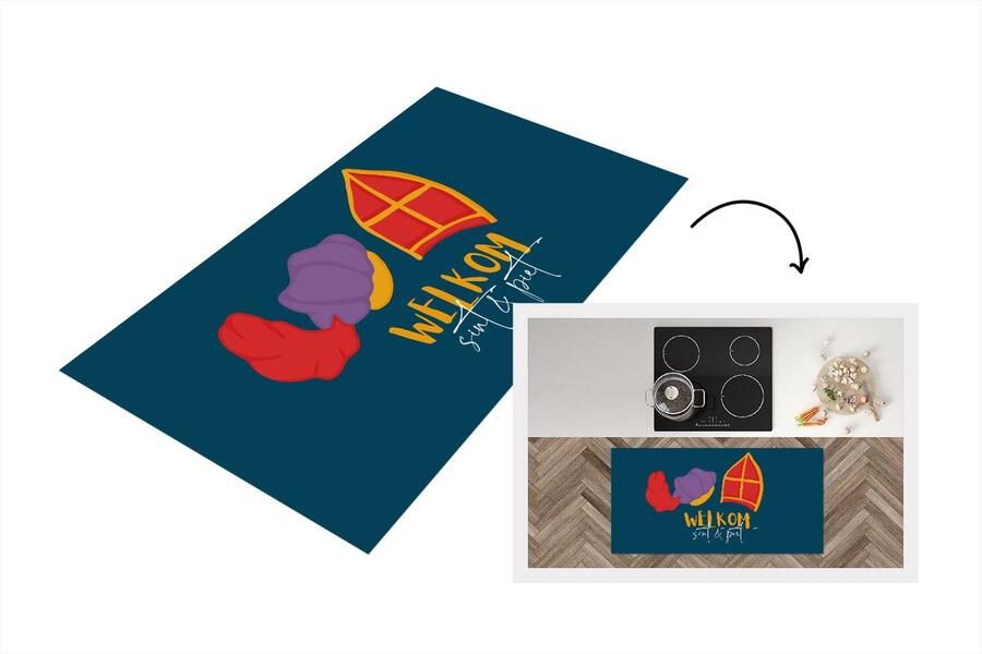 KitchenYeah Keukenloper Loper keuken Sinterklaas Quotes Sint Welkom Sint en Piet 120x60 cm Keukenloper vinyl