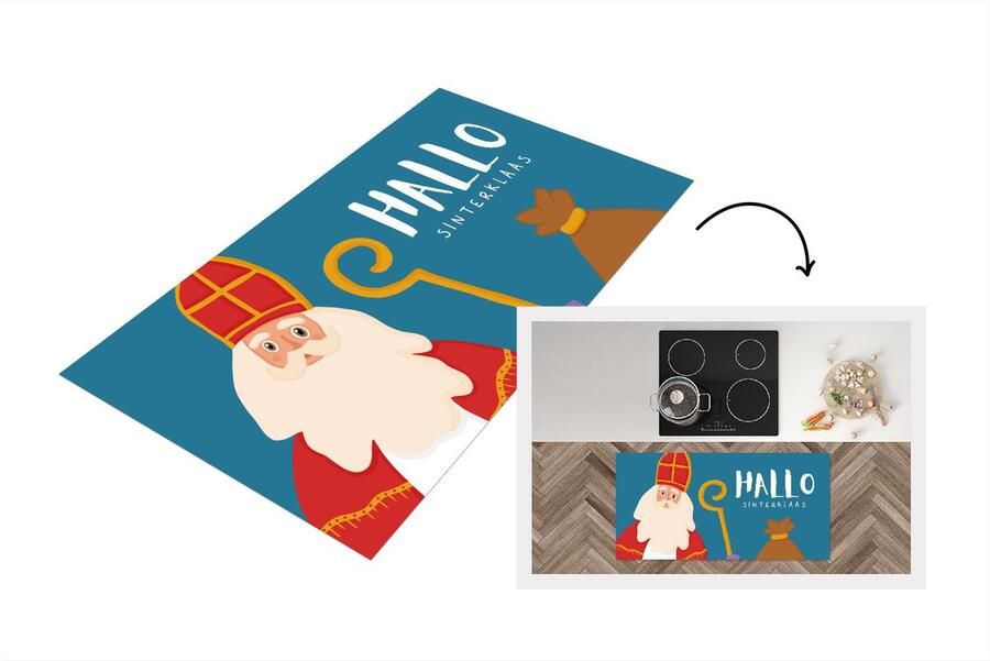 KitchenYeah Keukenloper Loper keuken Sinterklaas Sint Quotes Hallo Sinterklaas 120x60 cm Keukenloper vinyl