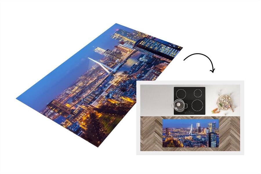 KitchenYeah Keukenloper Loper keuken Skyline Erasmusbrug Rotterdam 120x60 cm Keukenloper vinyl