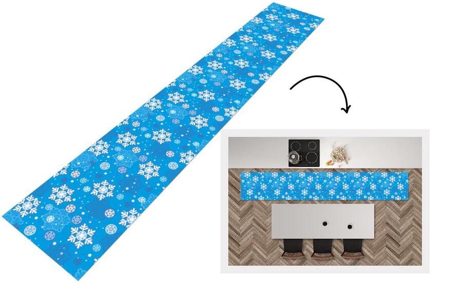 KitchenYeah Keukenloper Keukenmat Sneeuwvlok Winter Kerst Patronen 360x60 cm Keuken vloerkleed