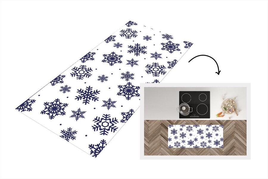 KitchenYeah Keukenloper Loper keuken Sneeuwvlok Winter Patroon 120x50 cm Keukenloper vinyl