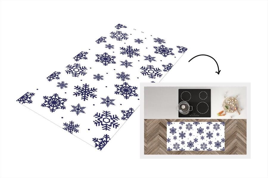 KitchenYeah Keukenloper Loper keuken Sneeuwvlok Winter Patroon 120x60 cm Keukenloper vinyl