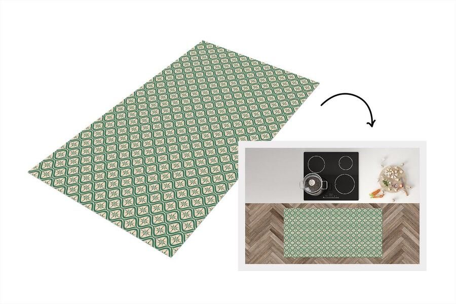 KitchenYeah Keukenloper Loper keuken Sneeuwvlok Winter Vintage Patroon Kerst 120x60 cm Keukenloper vinyl