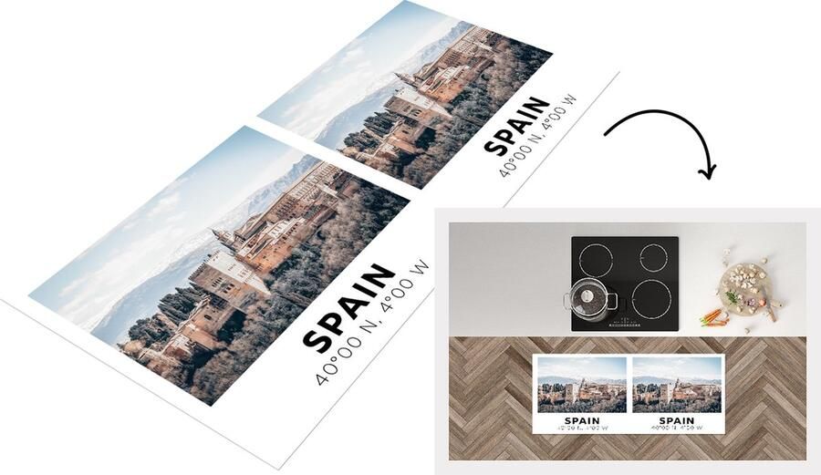 KitchenYeah Keukenloper Loper keuken Spanje Kasteel Bergen Zomer 120x50 cm Keukenloper vinyl