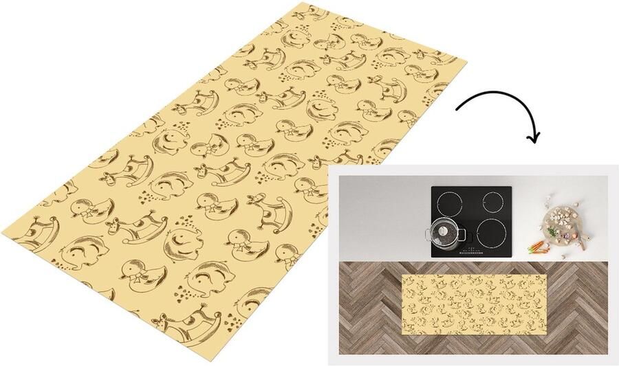 KitchenYeah Keukenloper Loper keuken Speelgoed Dieren Hobbelpaard Patroon 120x50 cm Keukenloper vinyl