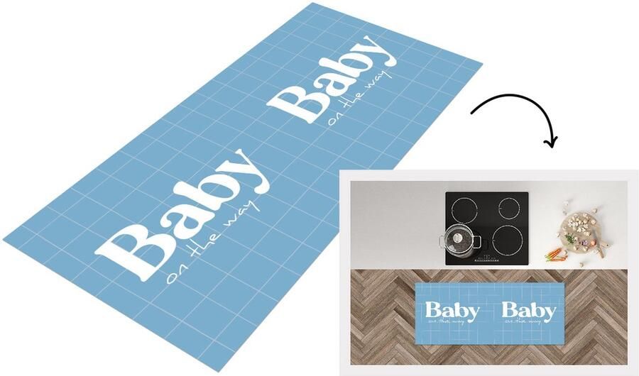 KitchenYeah Keukenloper Loper keuken Spreuken Baby on the way Quotes Baby 120x50 cm Keukenloper vinyl