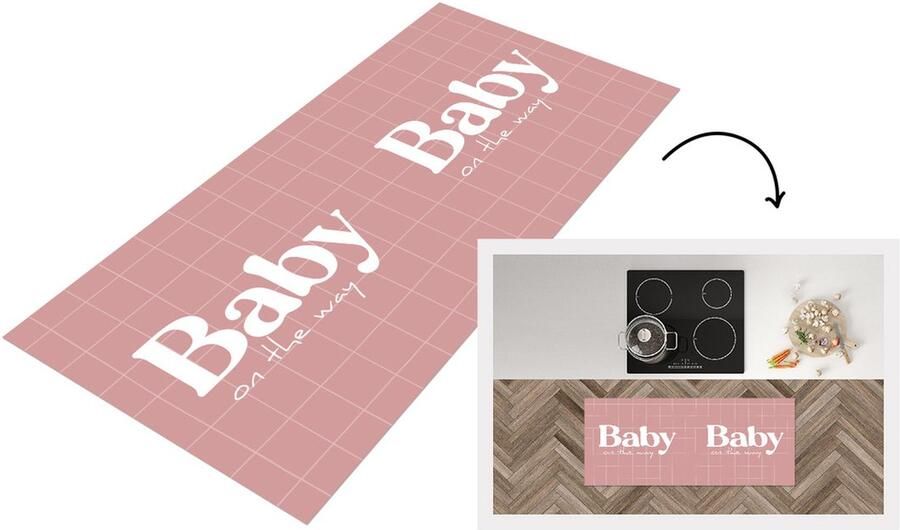 KitchenYeah Keukenloper Loper keuken Spreuken Baby on the way Quotes Baby 120x50 cm Keukenloper vinyl