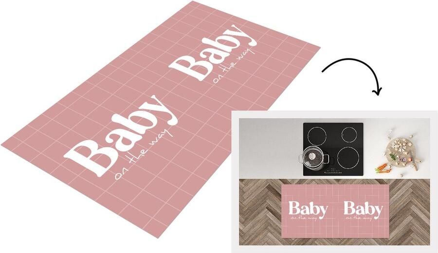 KitchenYeah Keukenloper Loper keuken Spreuken Baby on the way Quotes Baby 120x60 cm Keukenloper vinyl