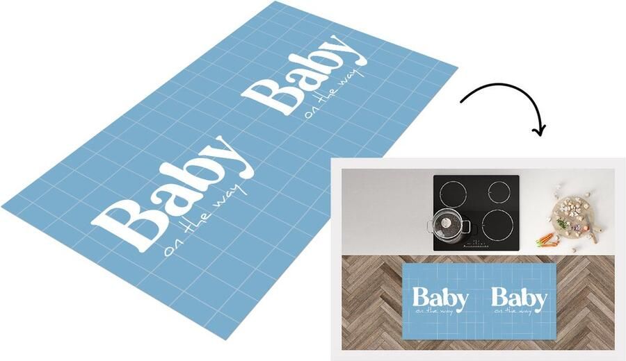 KitchenYeah Keukenloper Loper keuken Spreuken Baby on the way Quotes Baby 120x60 cm Keukenloper vinyl