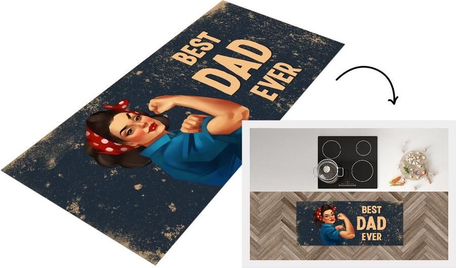 KitchenYeah Keukenloper Loper keuken Spreuken Best dad ever Vaderdag Quotes 120x50 cm Keukenloper vinyl