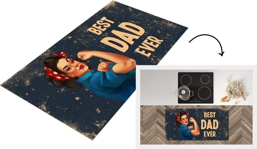 KitchenYeah Keukenloper Loper keuken Spreuken Best dad ever Vaderdag Quotes 120x60 cm Keukenloper vinyl