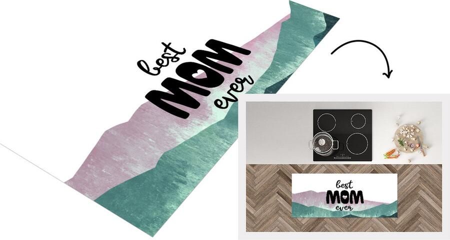 KitchenYeah Keukenloper Loper keuken Spreuken Best mom ever Quotes Mama 120x50 cm Keukenloper vinyl