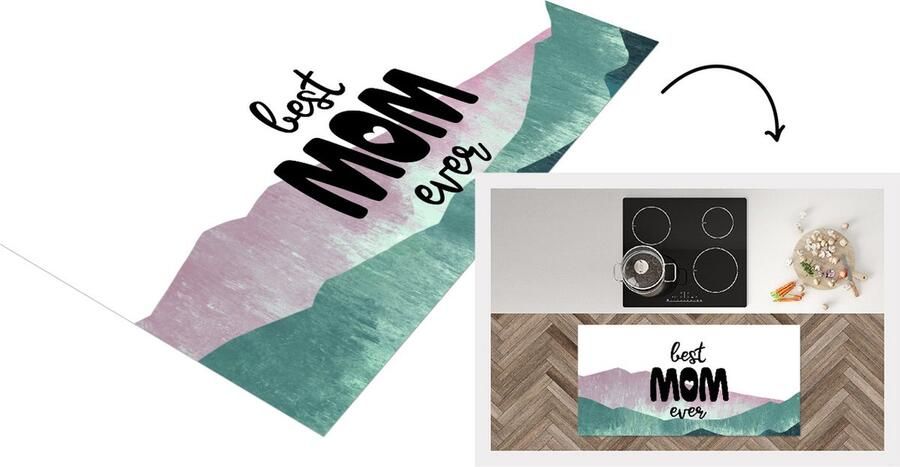KitchenYeah Keukenloper Loper keuken Spreuken Best mom ever Quotes Mama 120x60 cm Keukenloper vinyl