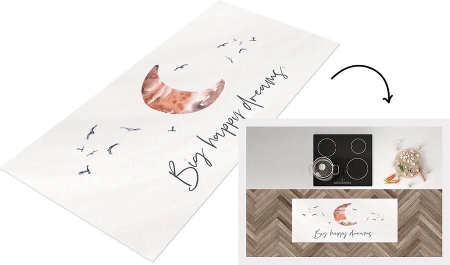 KitchenYeah Keukenloper Loper keuken Spreuken Big happy dreams Quotes Kinderen 120x50 cm Keukenloper vinyl