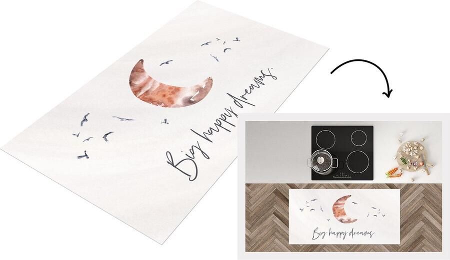 KitchenYeah Keukenloper Loper keuken Spreuken Big happy dreams Quotes Kinderen 120x60 cm Keukenloper vinyl