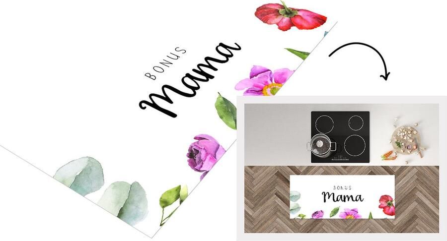 KitchenYeah Keukenloper Loper keuken Spreuken Bonus Mama Quotes Mama 120x50 cm Keukenloper vinyl