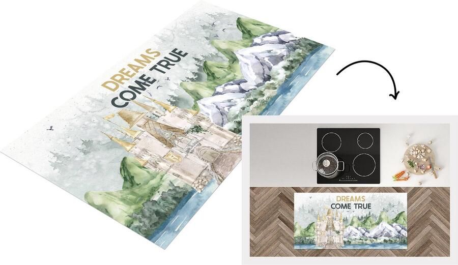 KitchenYeah Keukenloper Loper keuken Spreuken Dreams come true Quotes 120x60 cm Keukenloper vinyl