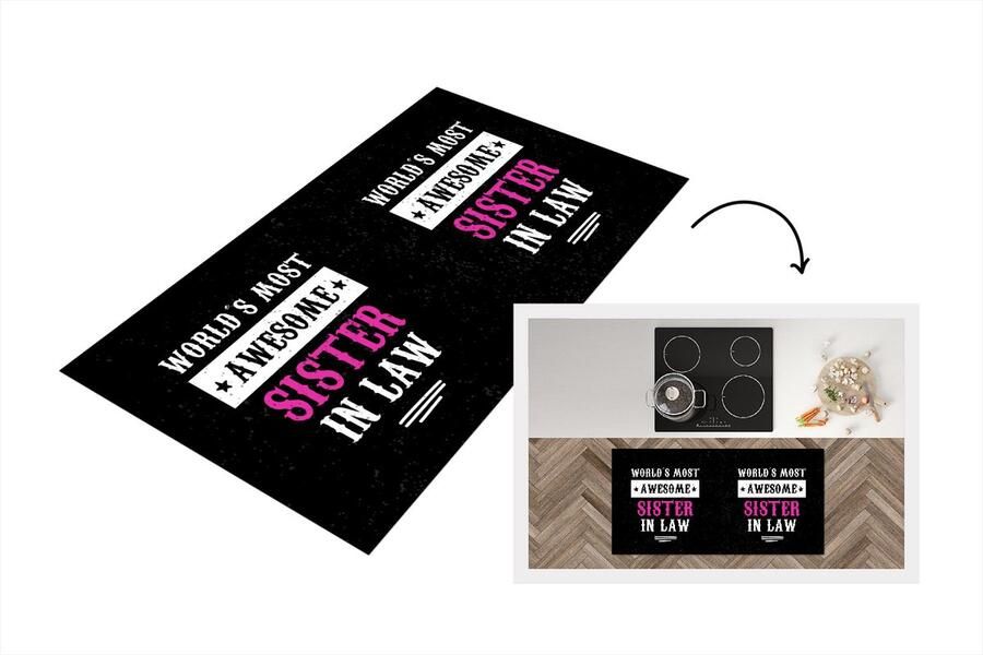 KitchenYeah Keukenloper Loper keuken Spreuken Familie Zus 120x60 cm Keukenloper vinyl