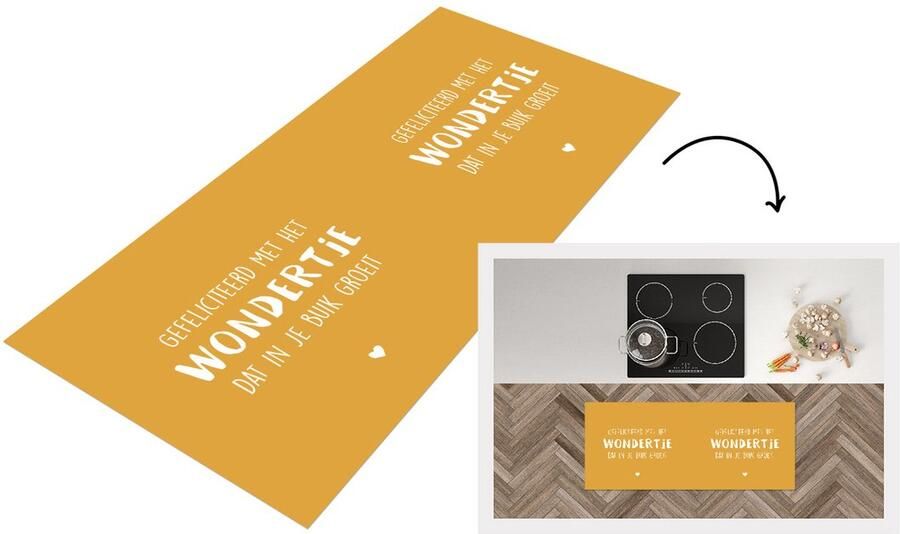 KitchenYeah Keukenloper Loper keuken Spreuken Gefeliciteerd met het wondertje dat in je buik groeit Quotes Baby 120x50 cm Keukenloper vinyl