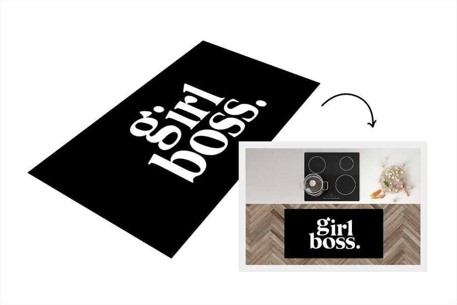 KitchenYeah Keukenloper Loper keuken Spreuken Girl boss Quotes 120x60 cm Keukenloper vinyl