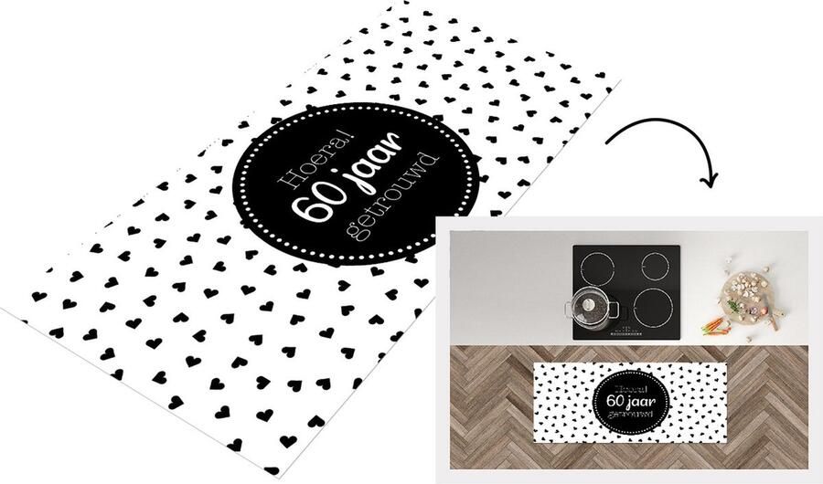 KitchenYeah Keukenloper Loper keuken Spreuken Hoera! 60 jaar getrouwd Jubileum Quotes Jubileum 120x50 cm Keukenloper vinyl