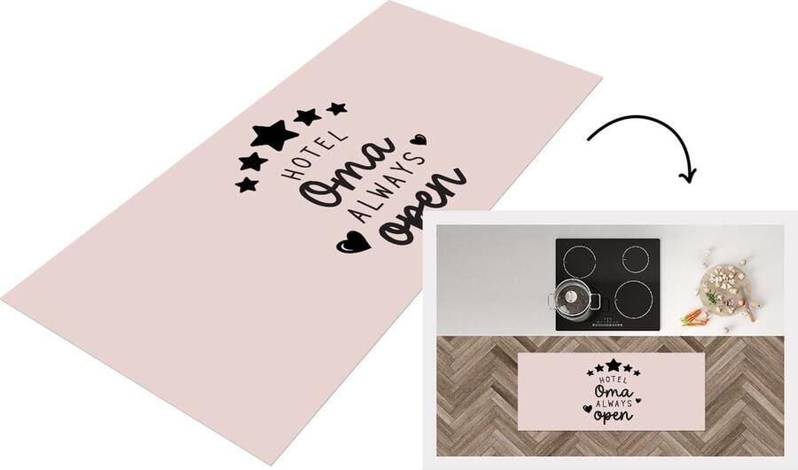 KitchenYeah Keukenloper Loper keuken Spreuken Hotel oma always open Quotes Oma 120x50 cm Keukenloper vinyl