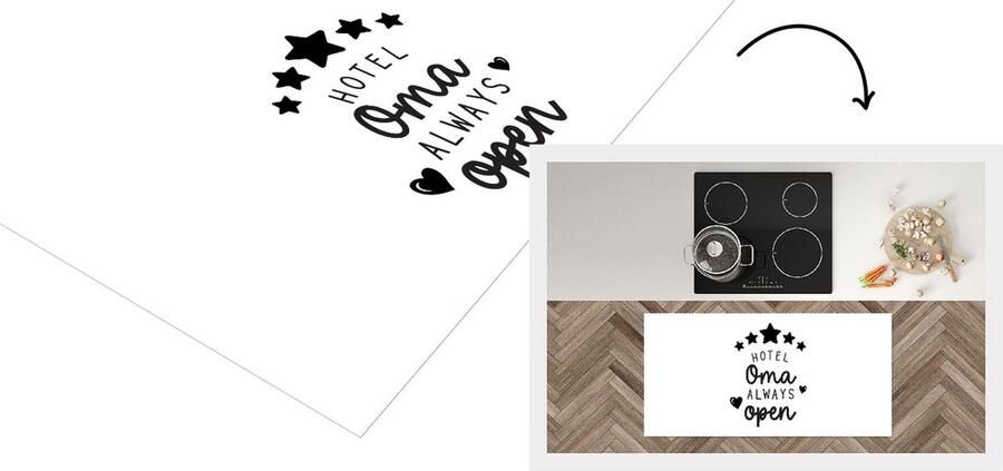 KitchenYeah Keukenloper Loper keuken Spreuken Hotel oma always open Quotes Oma 120x60 cm Keukenloper vinyl
